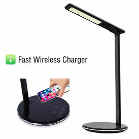 LED Desk Lamp with Qi Wireless Charger Pad - Black